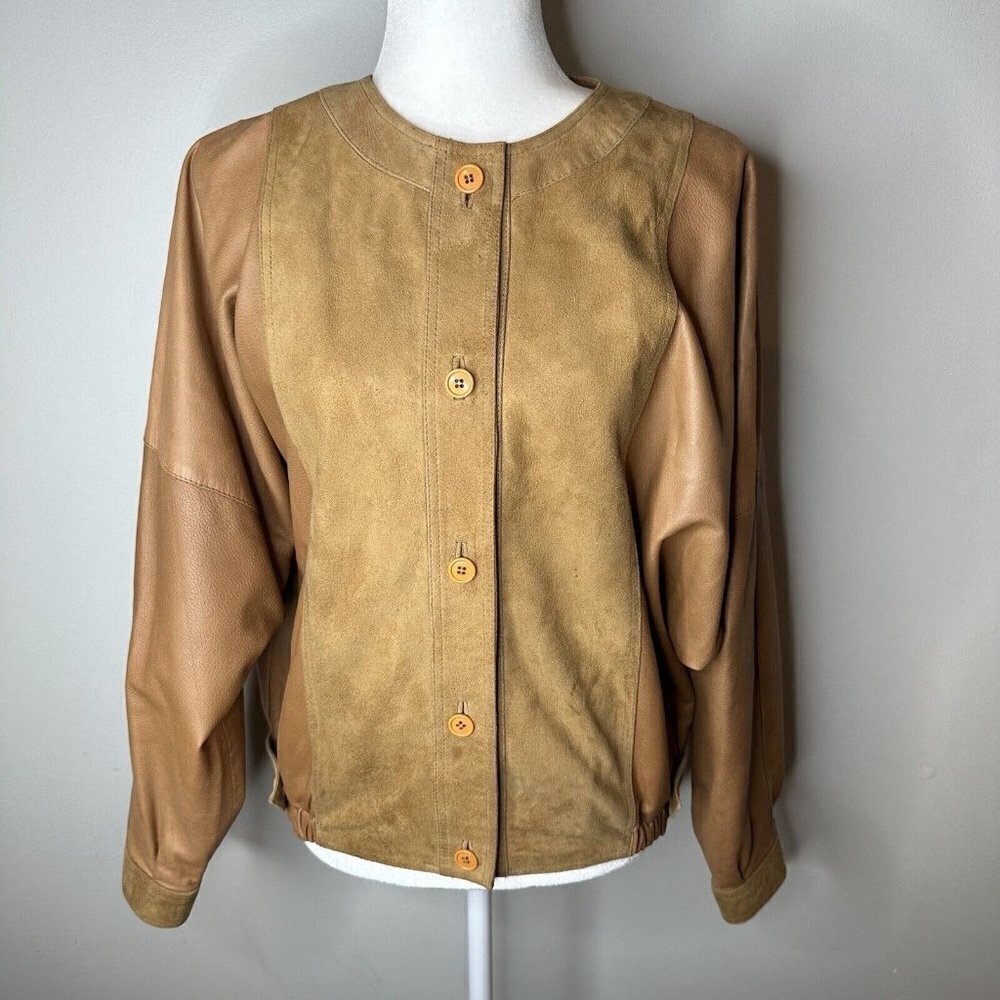El Corte Ingles Donci Women's Camel Beige Tan Blazer Jacket‎ 12 (42) Leather
